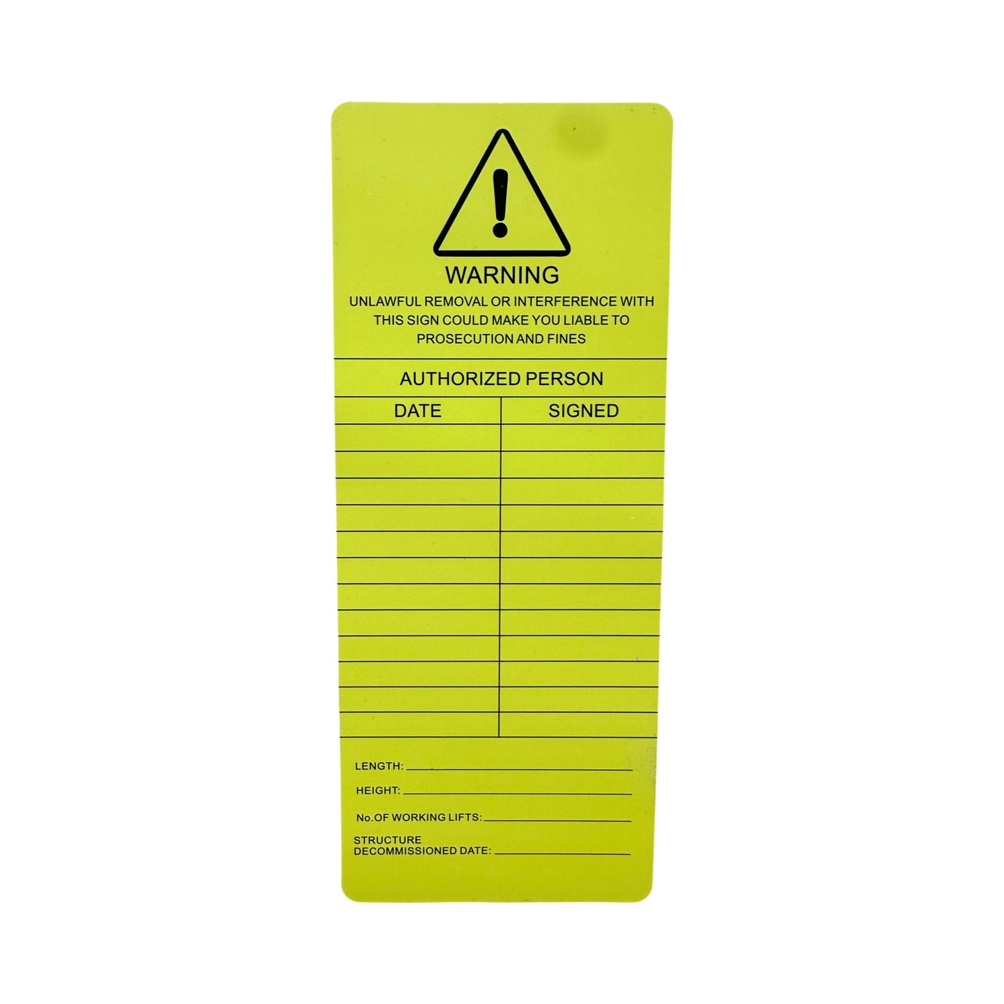 Scaffolding Tag Labels Pack of 100